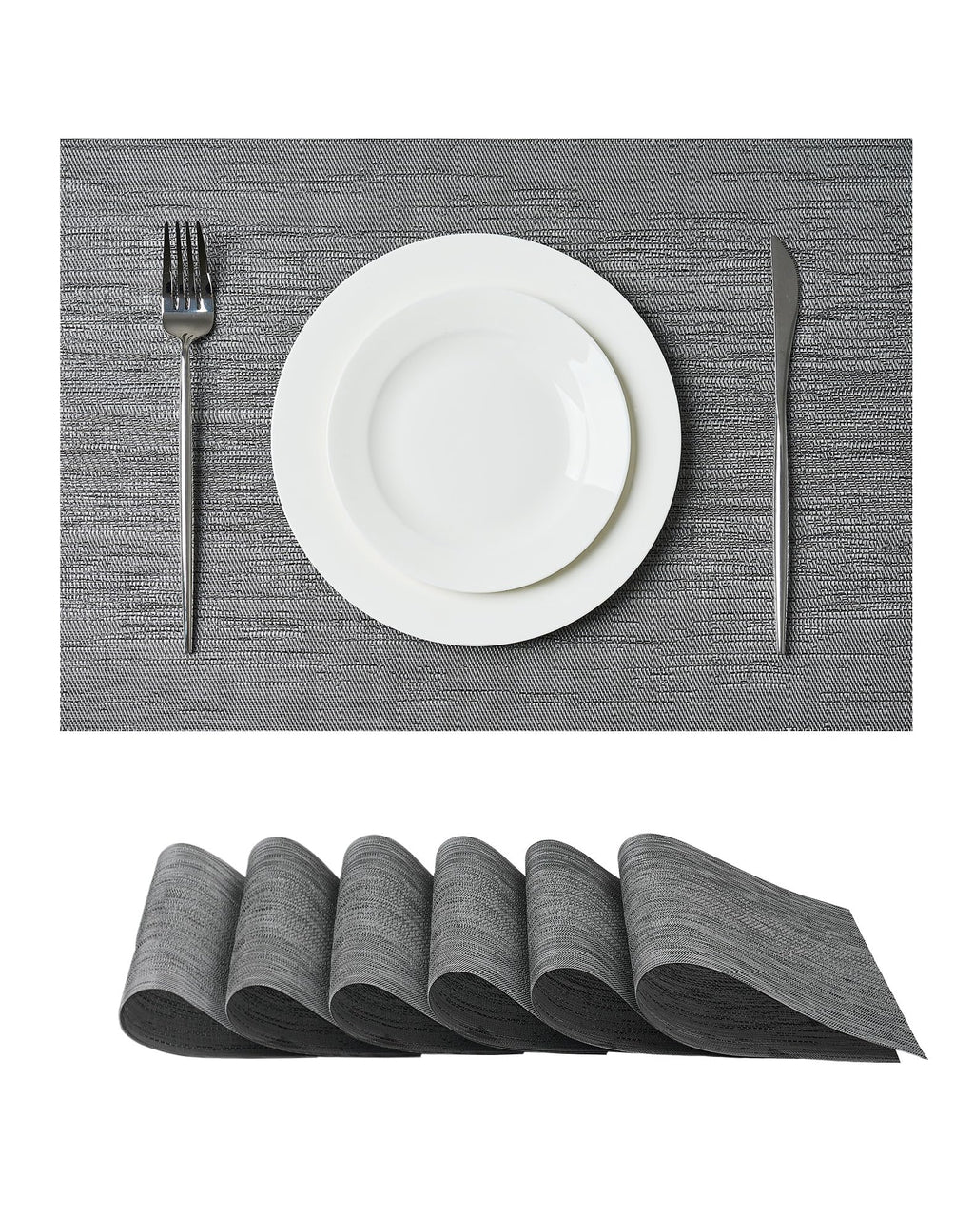 Leetaltree Bean Green Woven Placemats Set of 8 - Heat Resistant Non-Slip Place Mats for Dining Table, Washable Durable PVC Table Mats(Bean Green, 8)