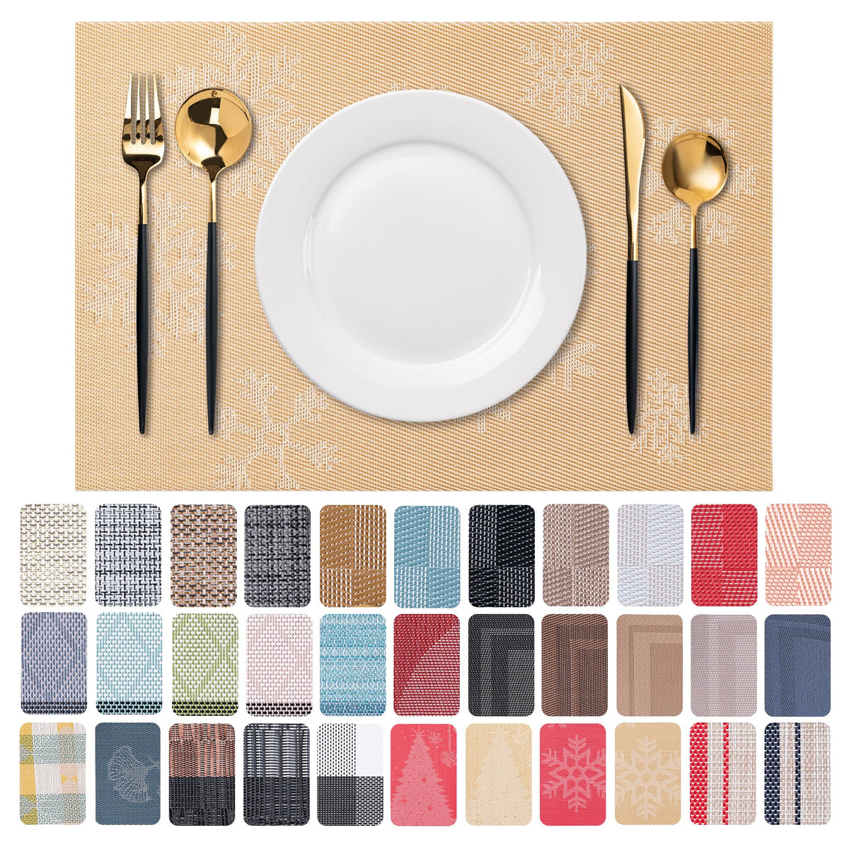 Placemats Set of 4 Washable Indoor(Beige)