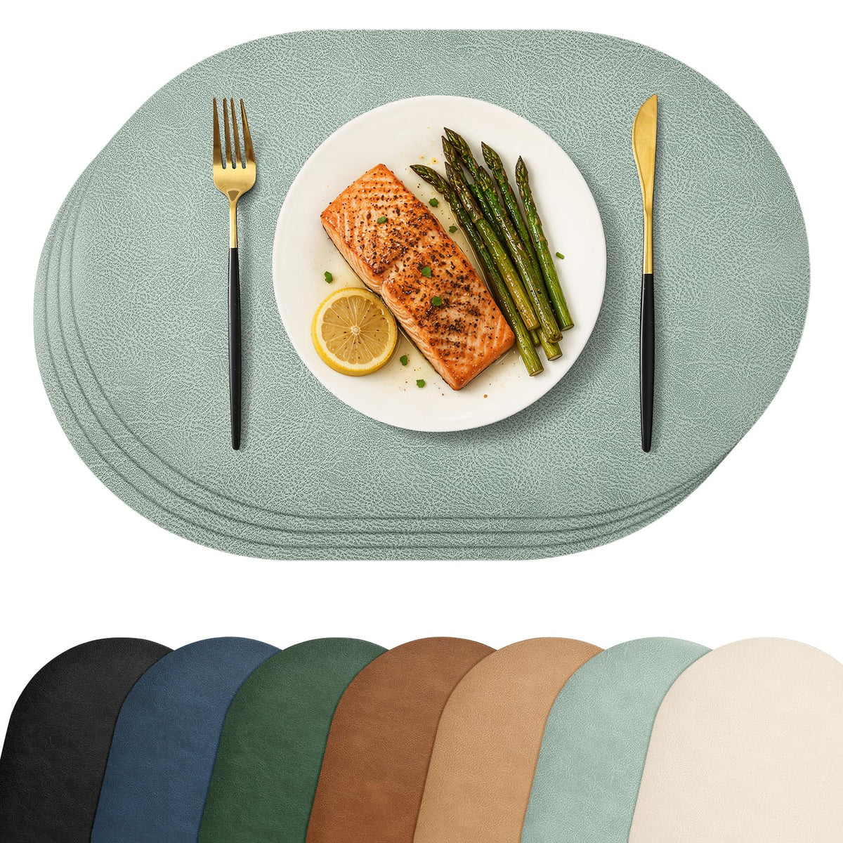 Homaxy Oval Heat Resistant Placemats Set of 6, Reddish Brown