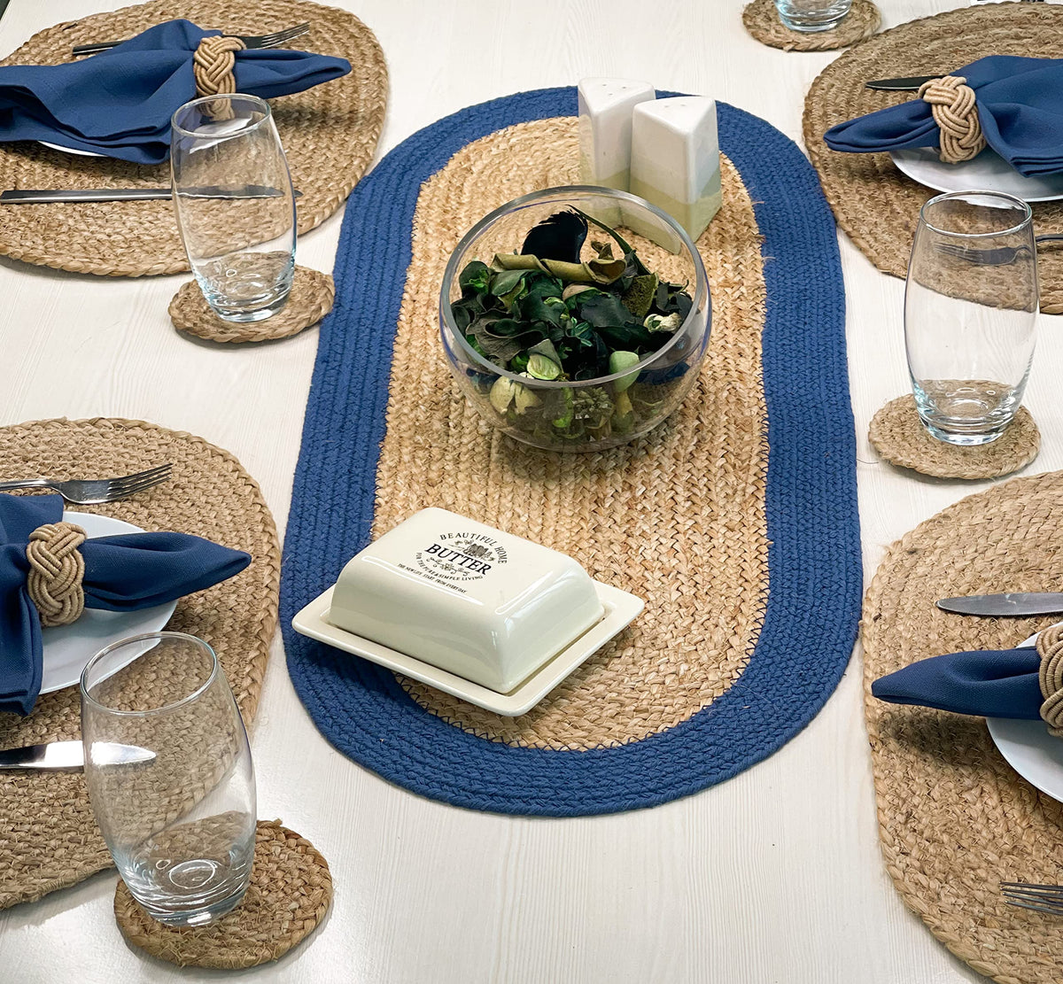 Chardin Home Set of 4 Jute Braided Oval Placemats – 13x19 Inch Rustic Natural Jute Table Mats | Handwoven Boho Farmhouse Style | Eco-Friendly Artisan Dining Decor