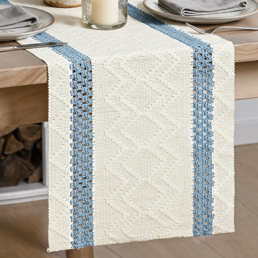 Artoid Mode Black Stripe Woven Rustic Table Runner 12x72 Inch