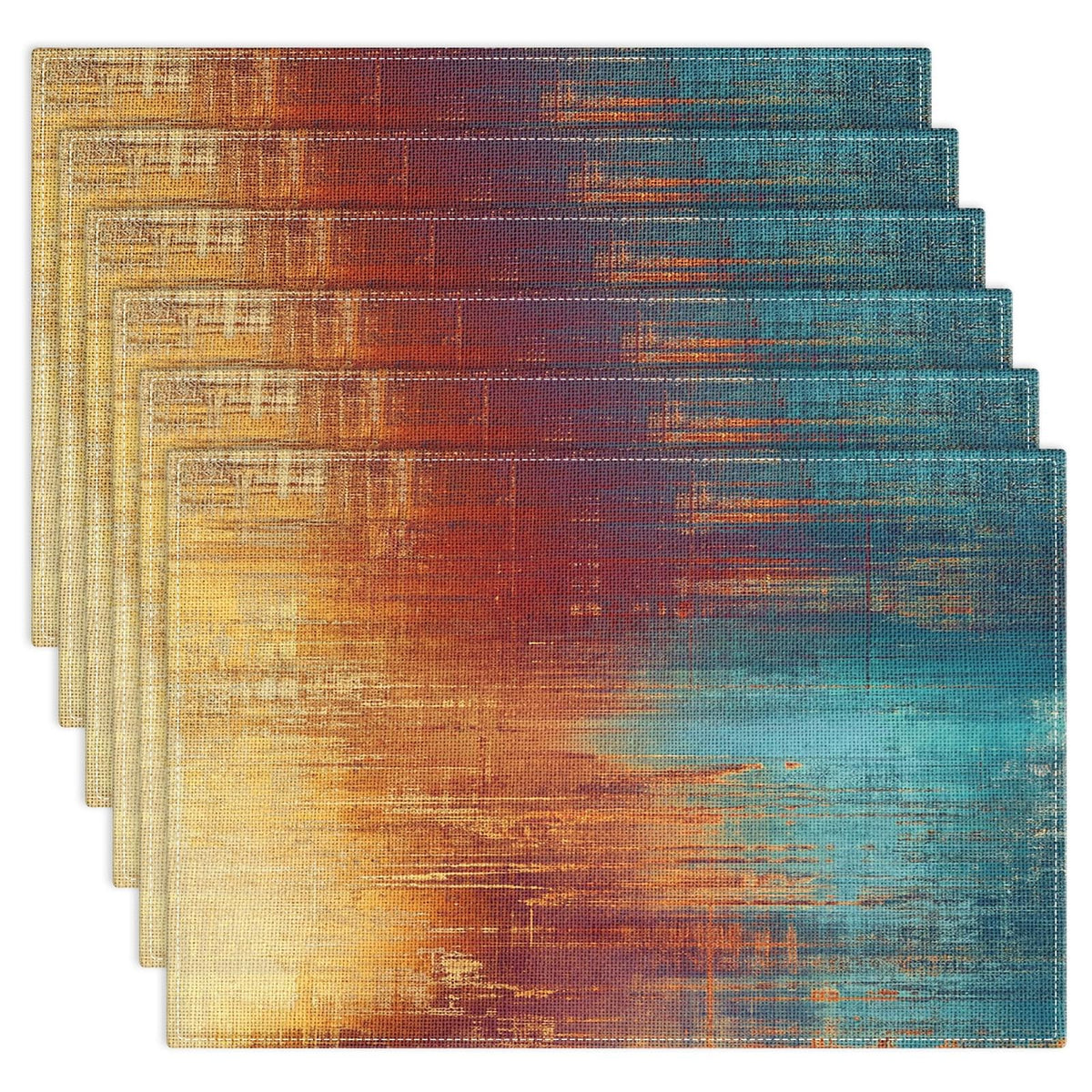 Emvency Farmhouse Placemats Set of 4, 12x18 Inch, Modern Abstract