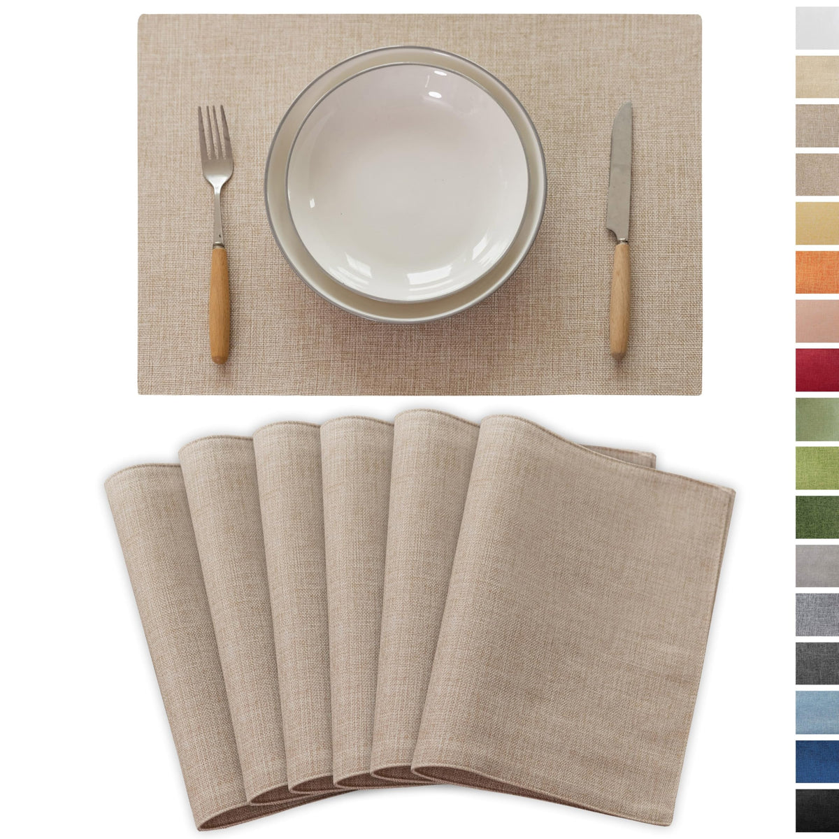 Demetex Cloth Placemats Green Set of 4 Vintage Textured Linen Place Mats Heat Resistant Plate Placemat for Kitchen Dinning Table, Green