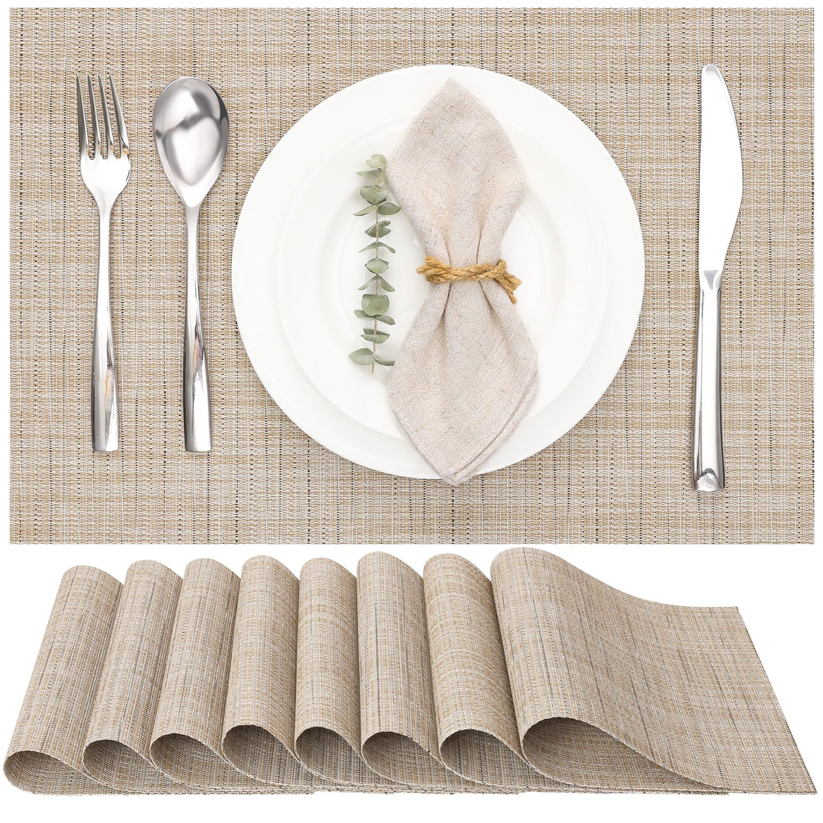 Myir JUN Orange Placemats Set of 8 for Dining Table Thanksgiving Placemats