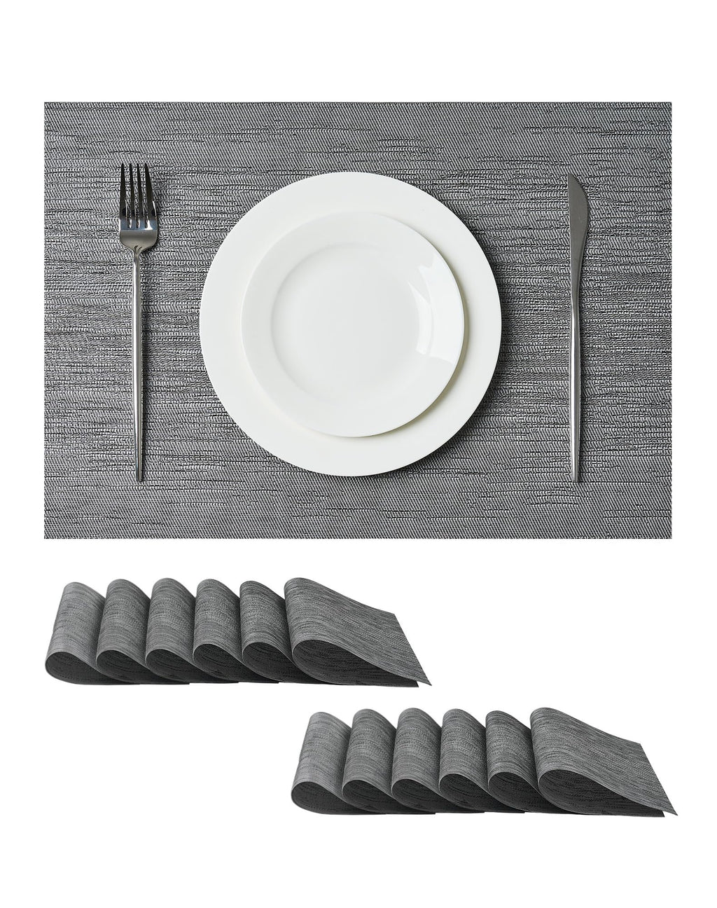 Leetaltree Light Brown Placemats Set of 8 - Heat Resistant Woven Vinyl