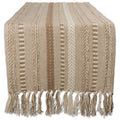 DII Braided Stripe Table Runner, 15x72 with 2.5" Fringe, Stone