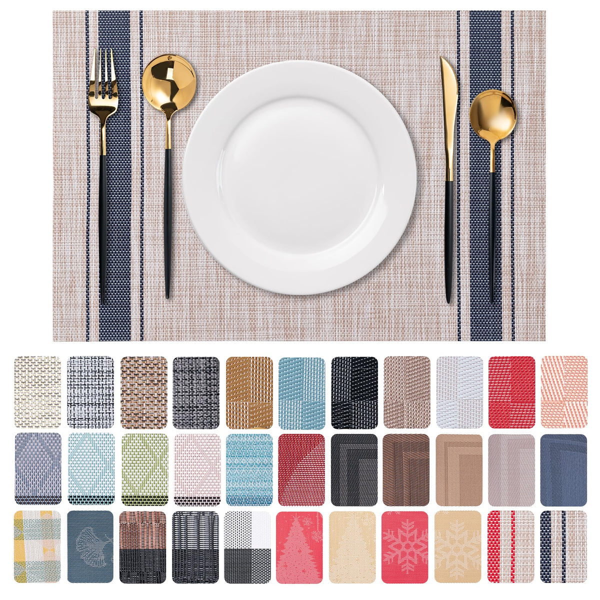 Placemats Set of 4 Washable Indoor(Beige)
