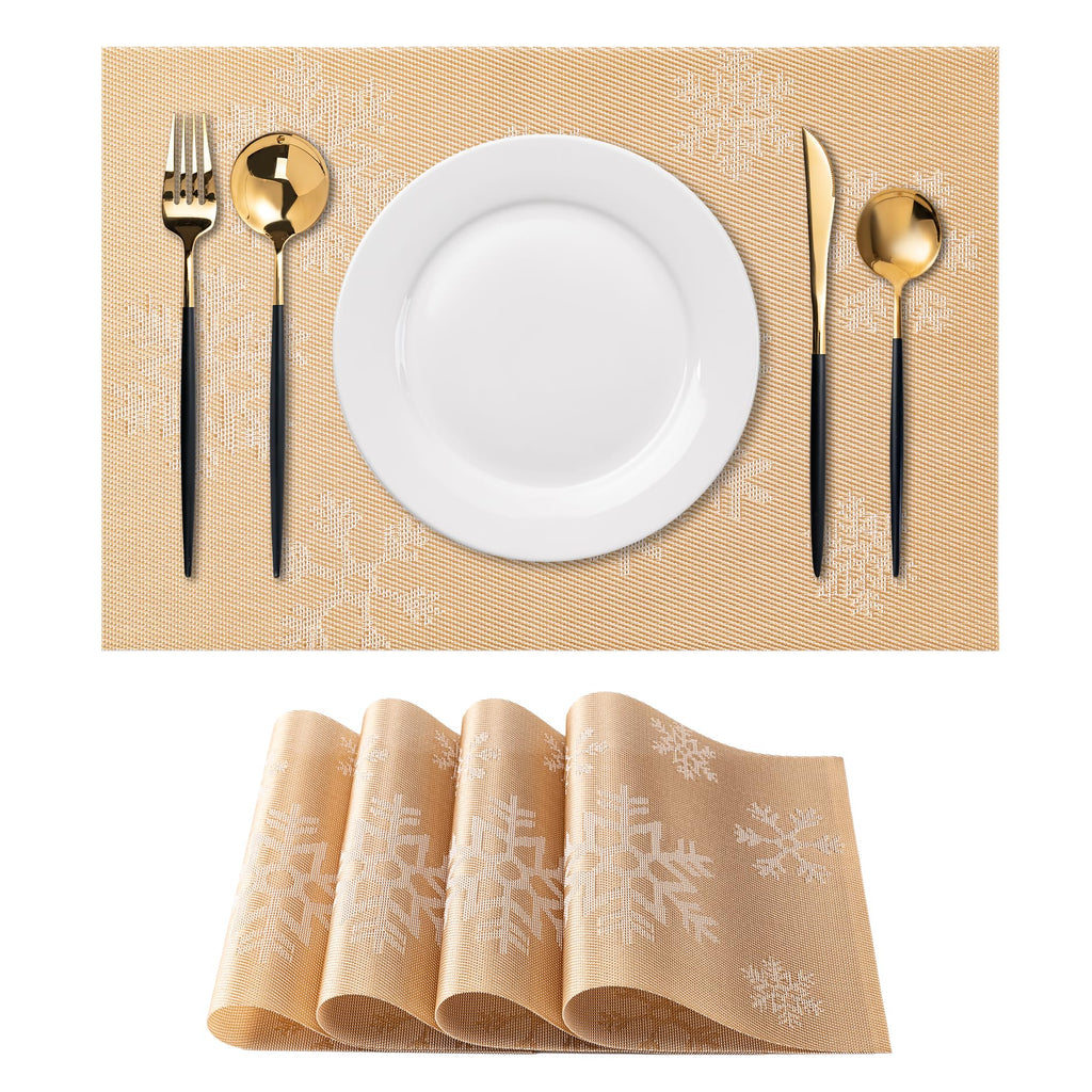 Placemats Set of 4 Washable Indoor(Beige)