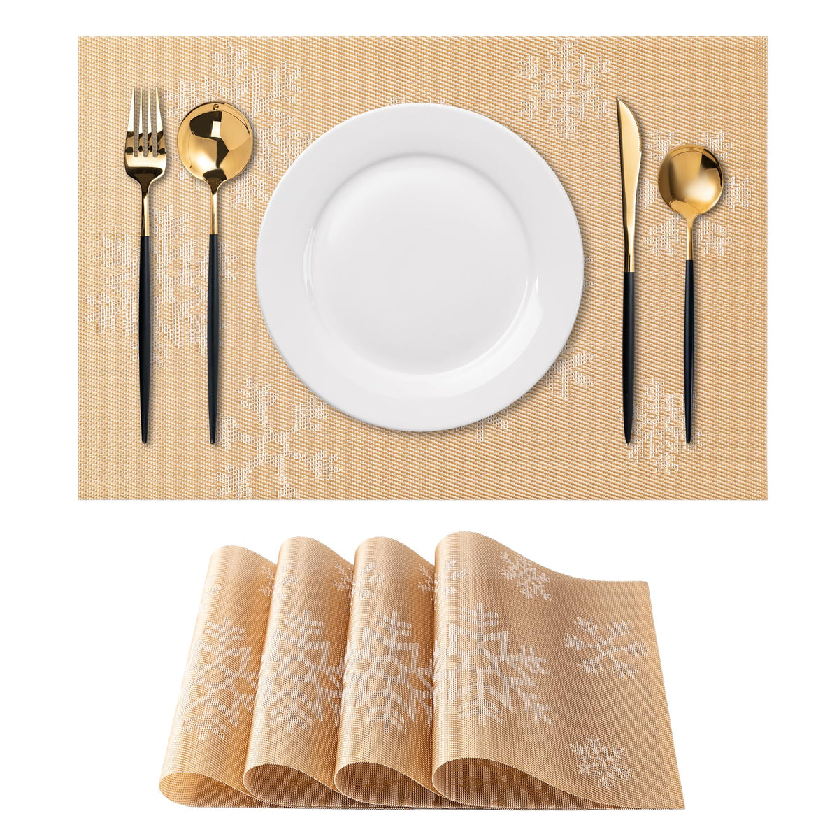 Placemats Set of 4 Washable Indoor(Beige)