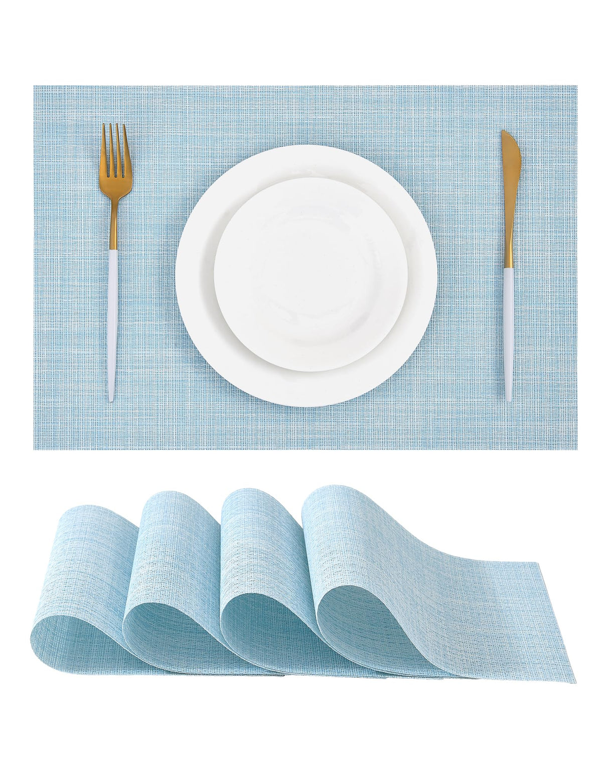 Leetaltree Light Brown Placemats Set of 8 - Heat Resistant Woven Vinyl