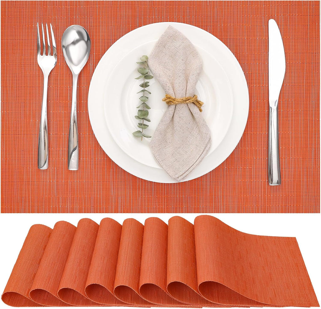 Myir JUN Orange Placemats Set of 8 for Dining Table Thanksgiving Placemats