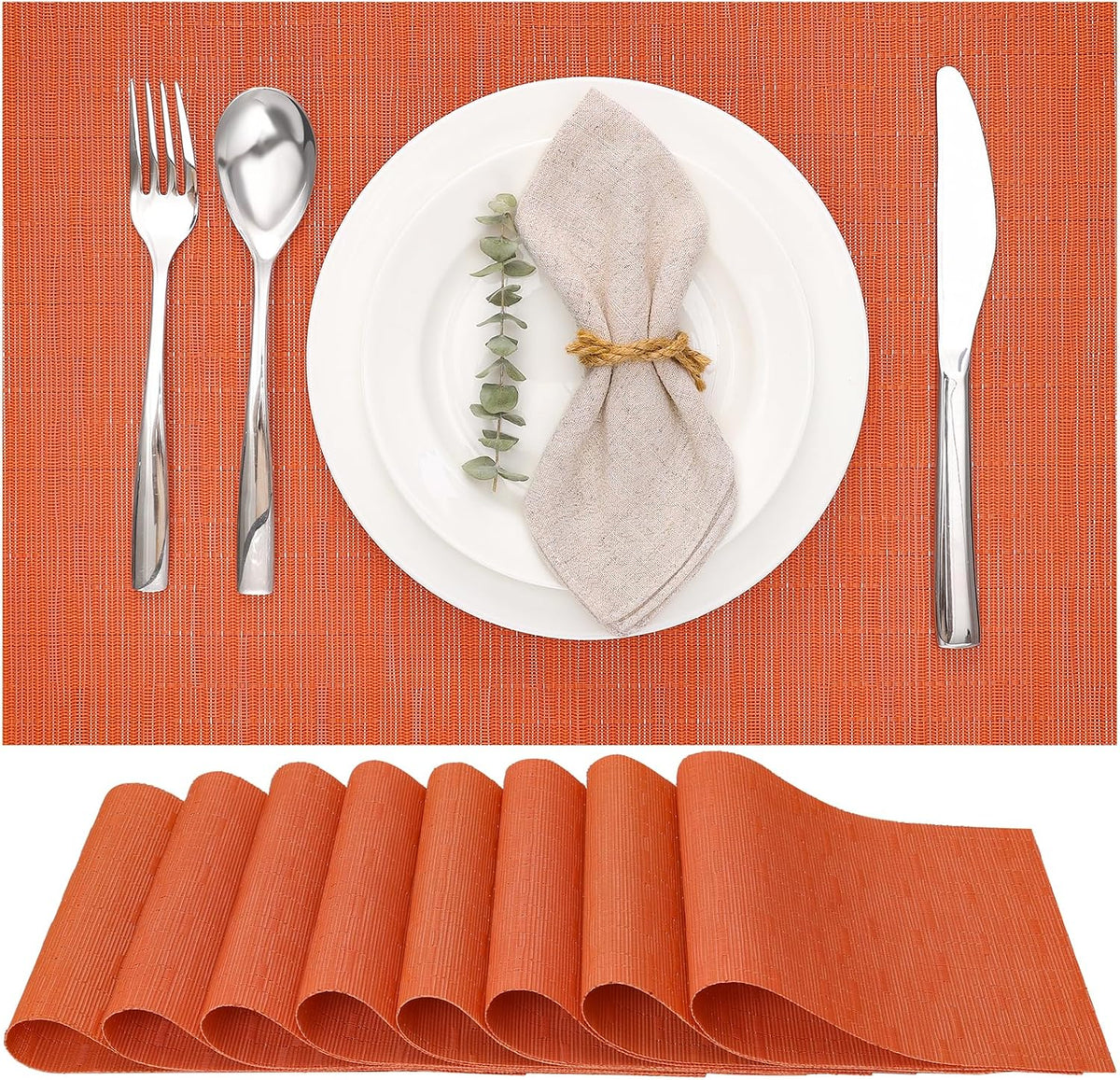 Myir JUN Orange Placemats Set of 8 for Dining Table Thanksgiving Placemats