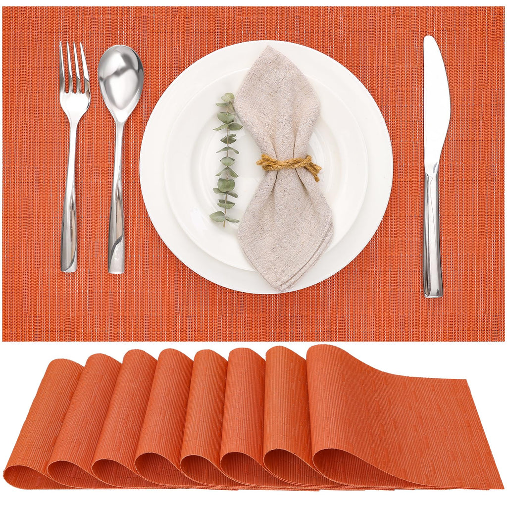 Myir JUN Orange Placemats Set of 8 for Dining Table Thanksgiving Placemats