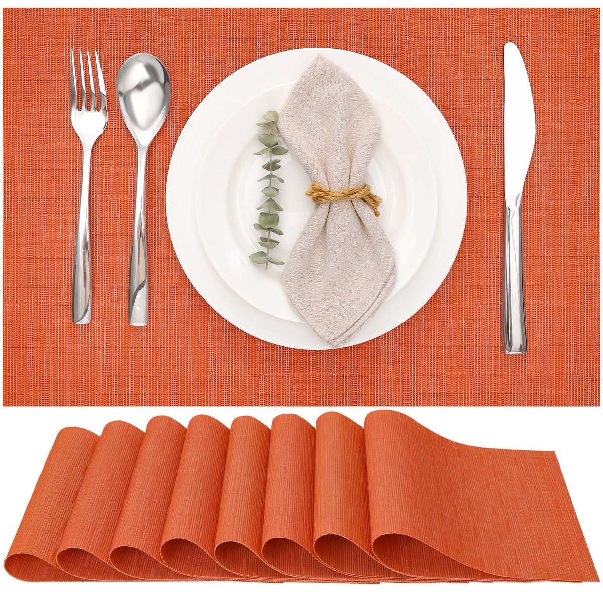 Myir JUN Orange Placemats Set of 8 for Dining Table Thanksgiving Placemats