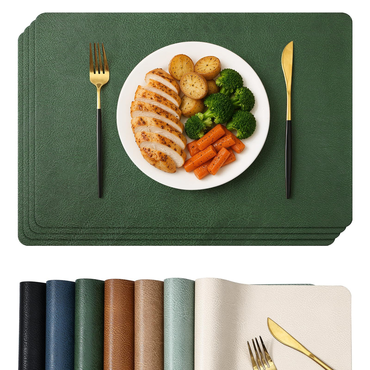 Homaxy Vinyl Heat Resistant Placemats Set of 6, Reddish Brown