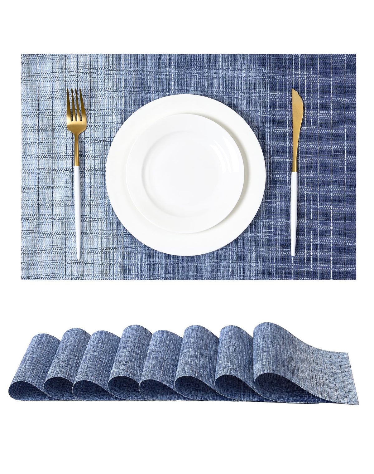 Leetaltree Bean Green Woven Placemats Set of 8 - Heat Resistant Non-Slip Place Mats for Dining Table, Washable Durable PVC Table Mats(Bean Green, 8)