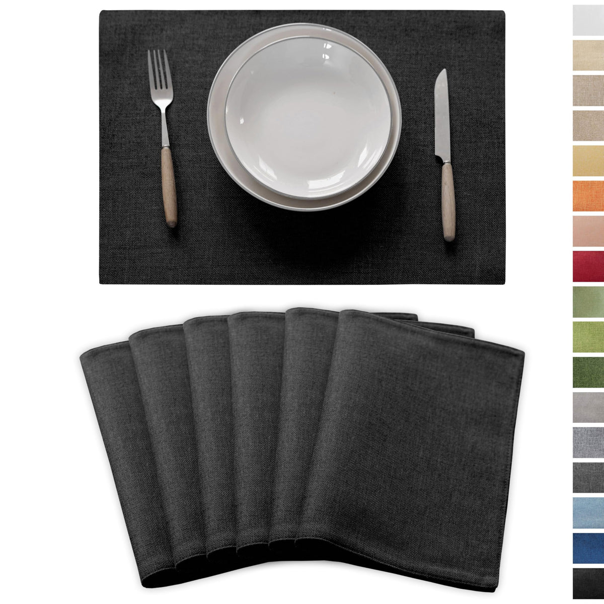 Demetex Cloth Placemats Green Set of 4 Vintage Textured Linen Place Mats Heat Resistant Plate Placemat for Kitchen Dinning Table, Green