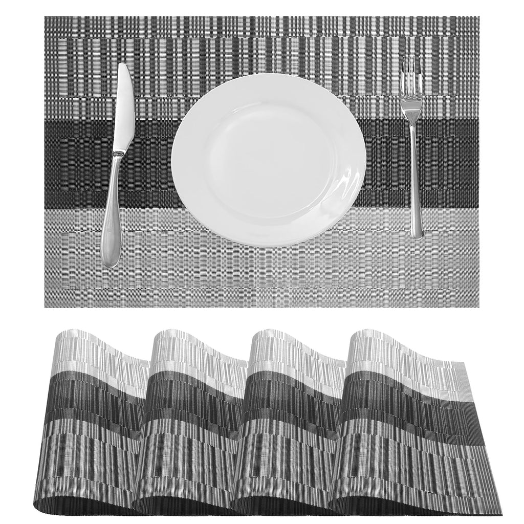 Table Placemats Dining Table Place Mats Set of 6 Heat Resistant Insulation Non-Slip Vinyl for Kitchen Dining Room 18" * 12" Brown