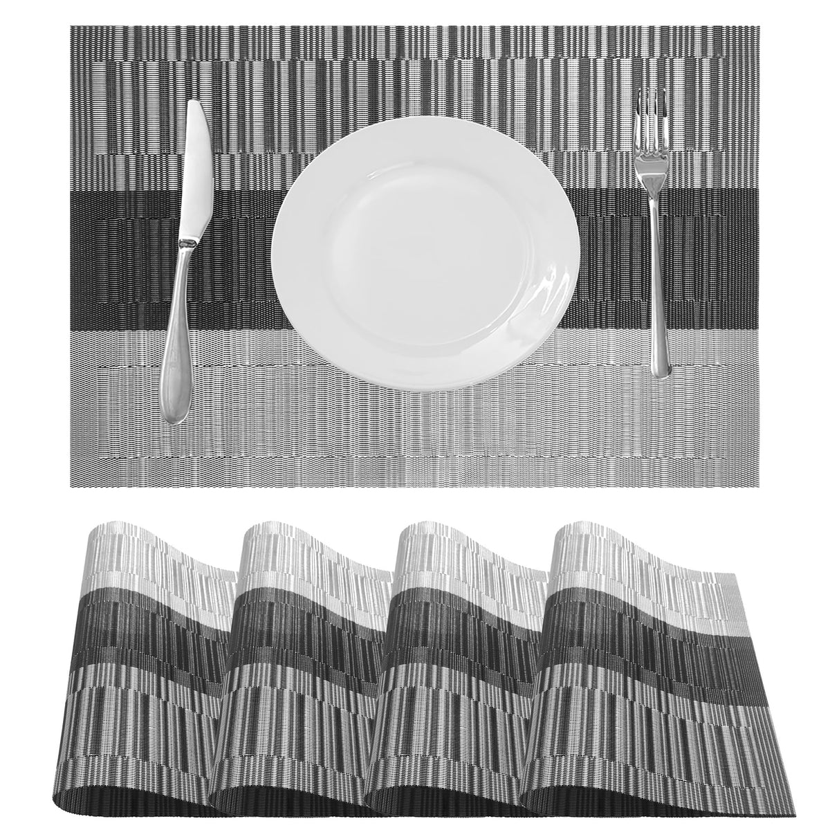 Table Placemats Dining Table Place Mats Set of 6 Heat Resistant Insulation Non-Slip Vinyl for Kitchen Dining Room 18" * 12" Brown