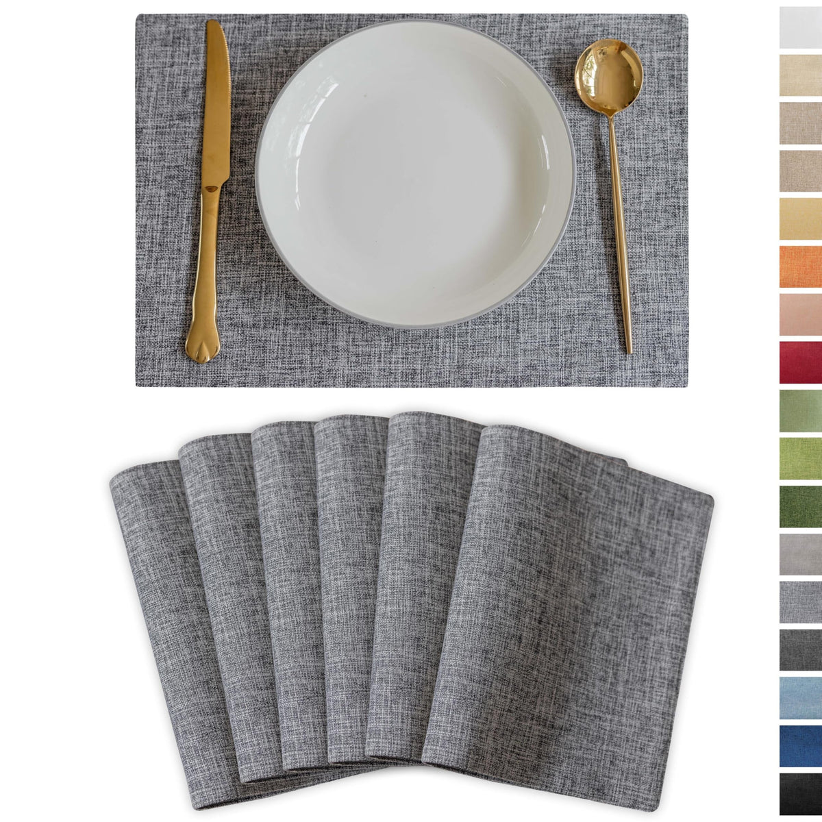 Demetex Cloth Placemats Green Set of 4 Vintage Textured Linen Place Mats Heat Resistant Plate Placemat for Kitchen Dinning Table, Green