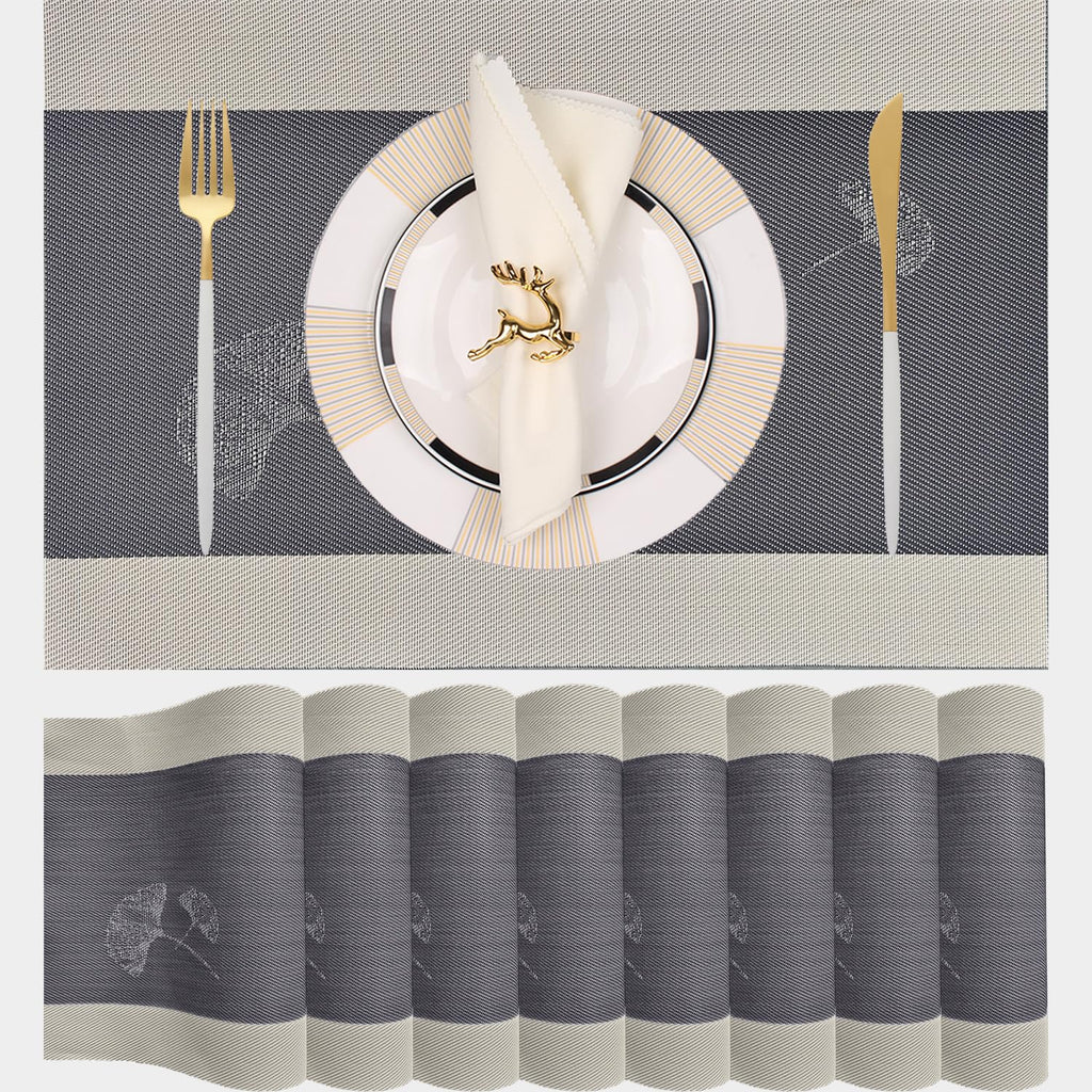 PIGCHCY Placemats,Durable Placemats for Dining Table,Washable Woven Vinyl Kitchen Placemats Set of 4 (Brown)