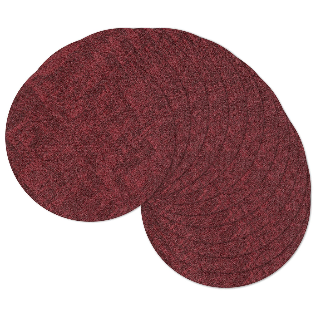 13" Round Placemats Set of 6, Reversible Faux Leather Wipeable Table Mats