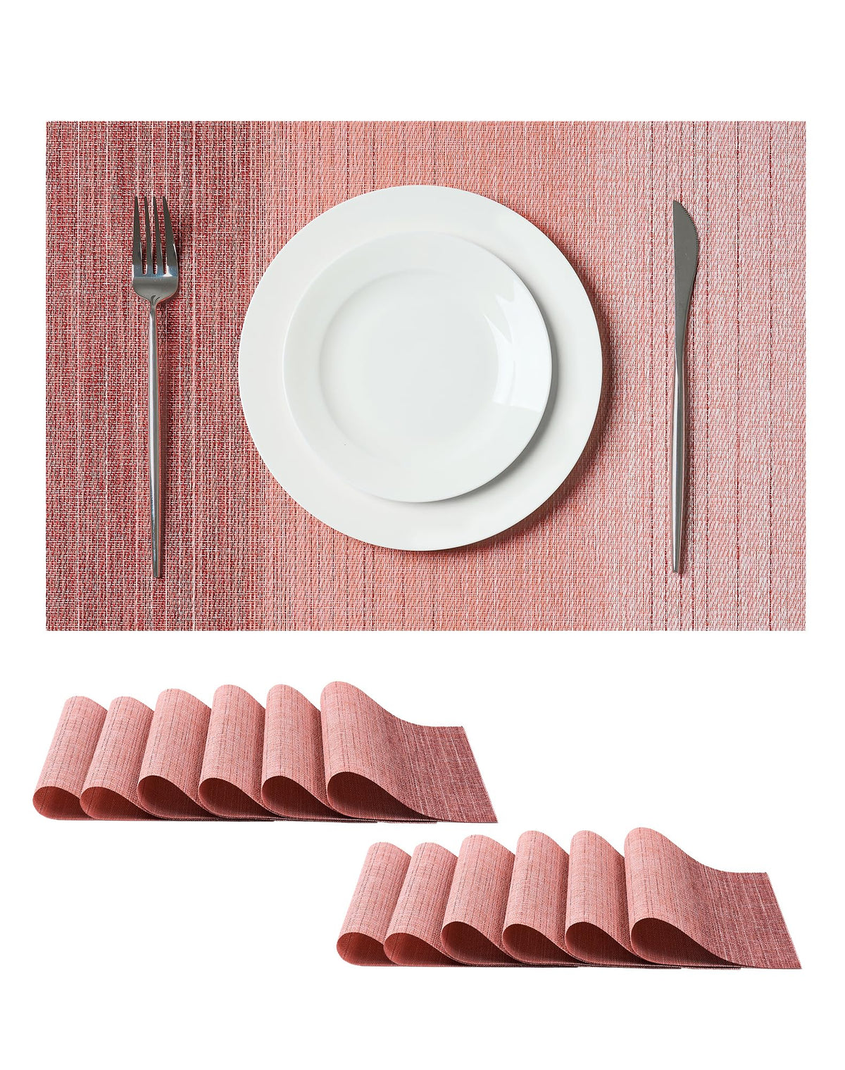 Leetaltree Light Brown Placemats Set of 8 - Heat Resistant Woven Vinyl