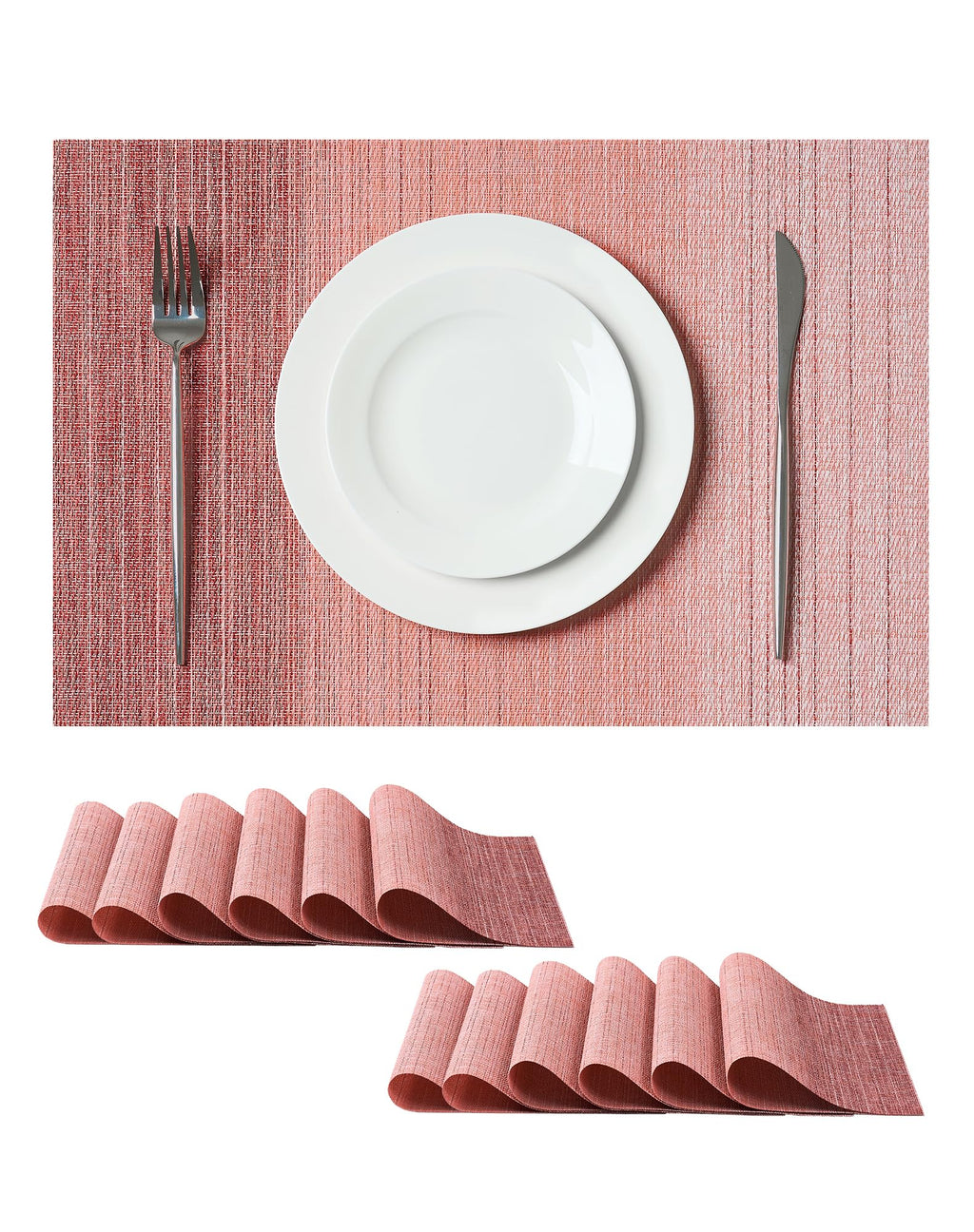 Leetaltree Beige Placemats Set of 4 - Heat-Resistant, Non-Slip Table Mats, Washable Woven Vinyl for Indoor & Outdoor Dining