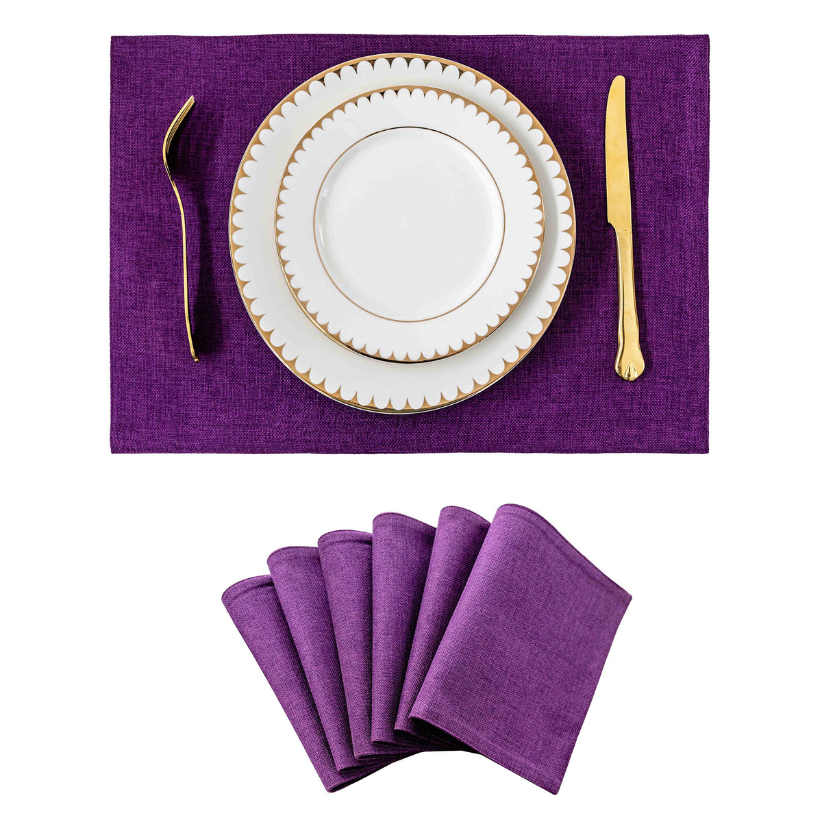 Home Brilliant Linen Placemats Set of 4 Heat Resistant Dining Table Cloth Place Mats Kitchen Table Mats Placemats Table Decor, Natural Linen