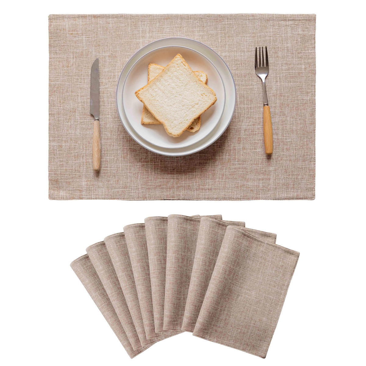 Home Brilliant Linen Placemats Set of 4 Heat Resistant Dining Table Cloth Place Mats Kitchen Table Mats Placemats Table Decor, Natural Linen
