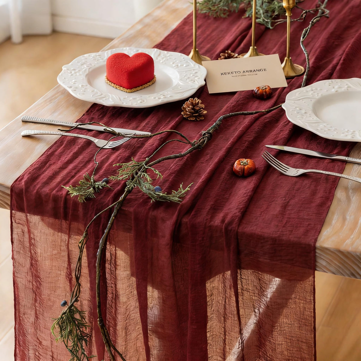 Sage Green Cheesecloth Table Runner 120 Inches Fall Party Home Decorations