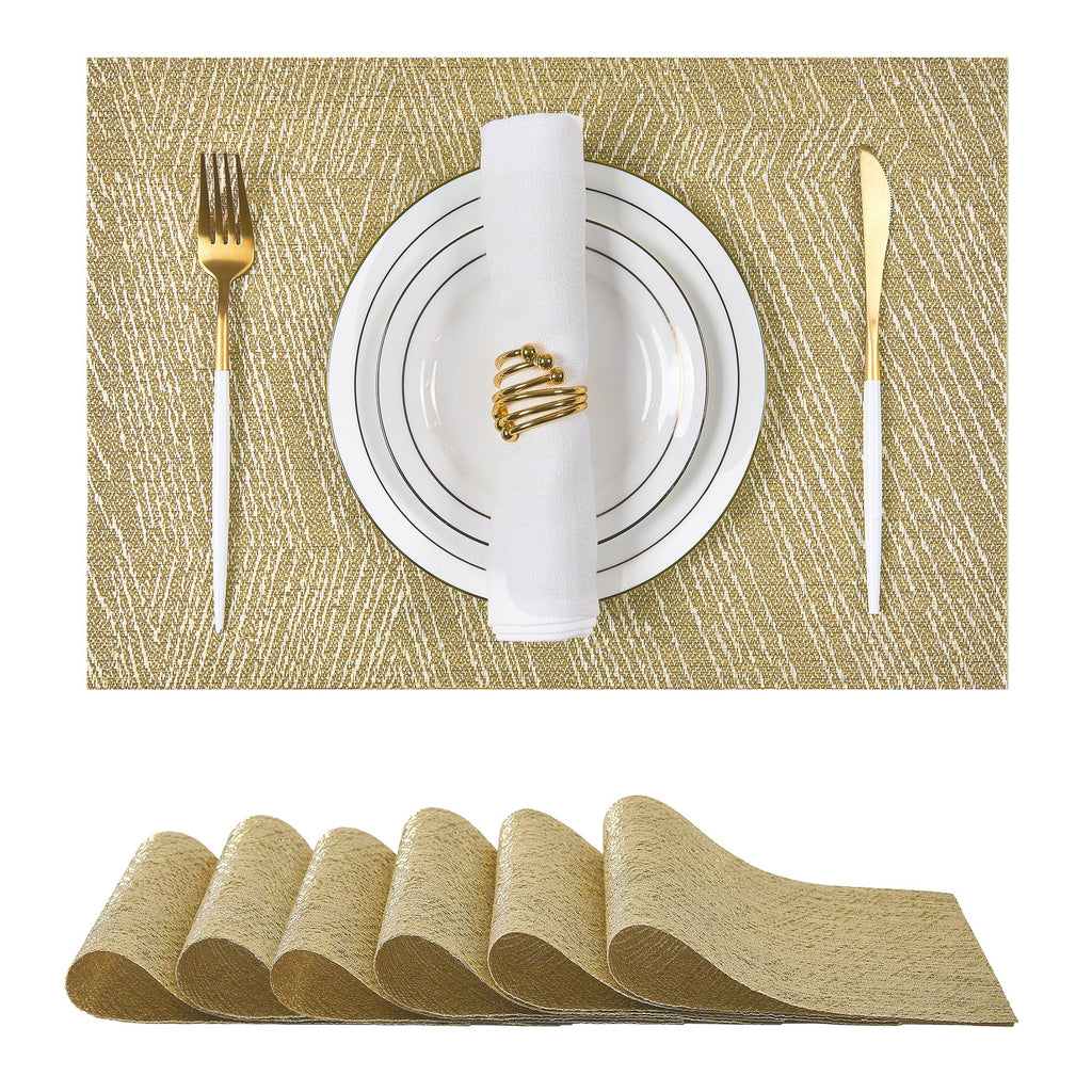 Leetaltree Light Brown Placemats Set of 8 - Heat Resistant Woven Vinyl