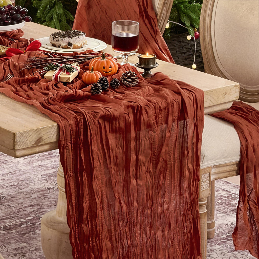 6 Pack Beige Cheese Cloth Table Runner Boho Rustic Gauze 120 Inch