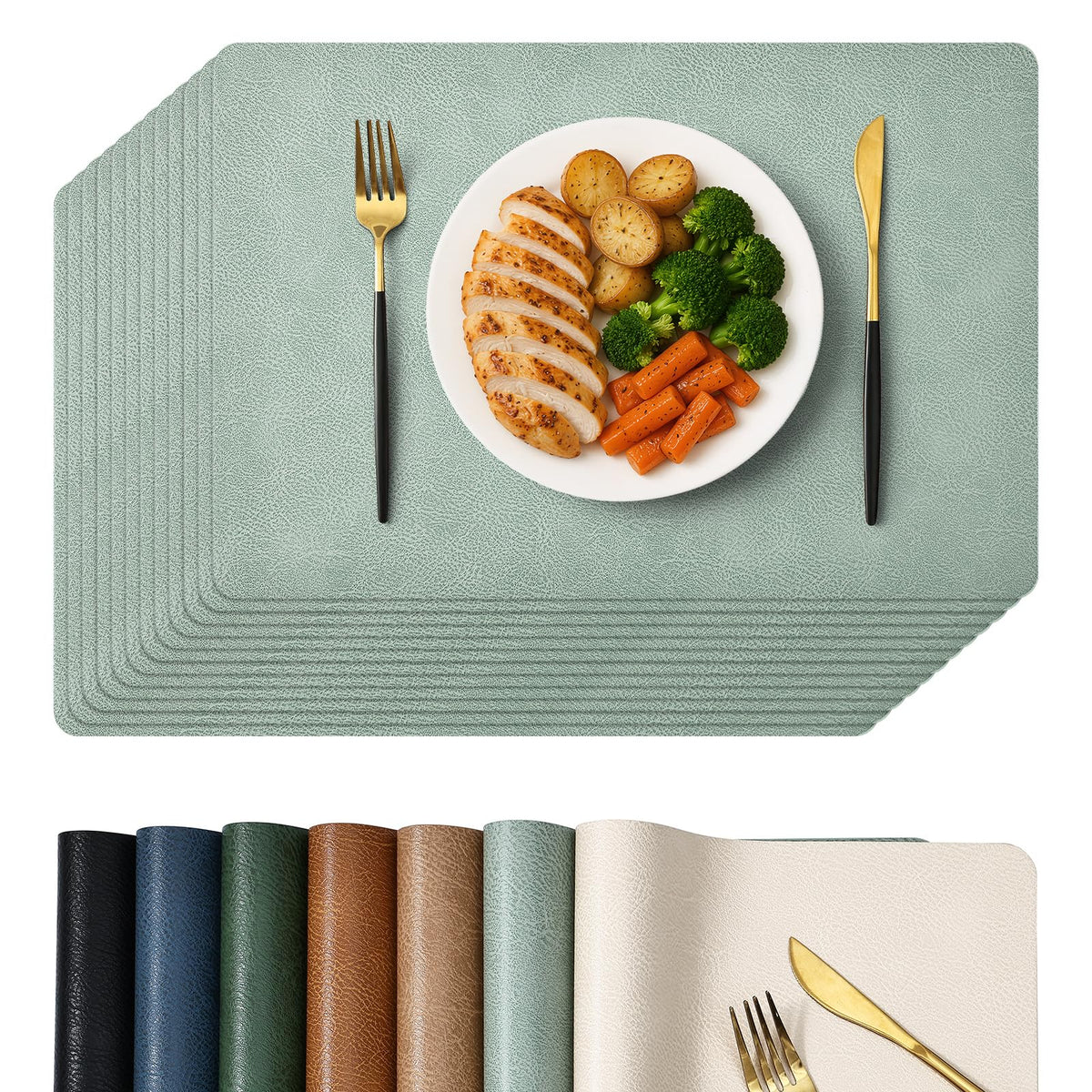 Homaxy Vinyl Heat Resistant Placemats Set of 6, Reddish Brown