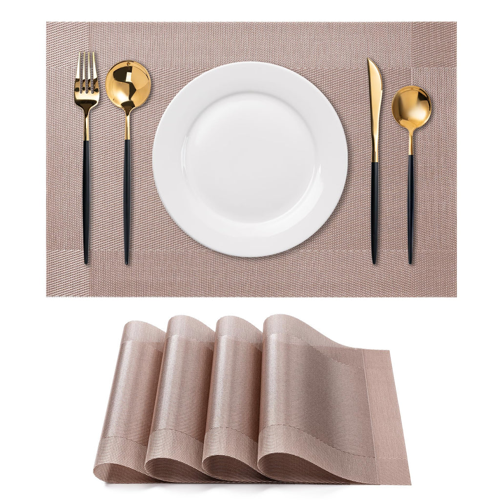 Placemats Set of 4 Washable Indoor(Beige)