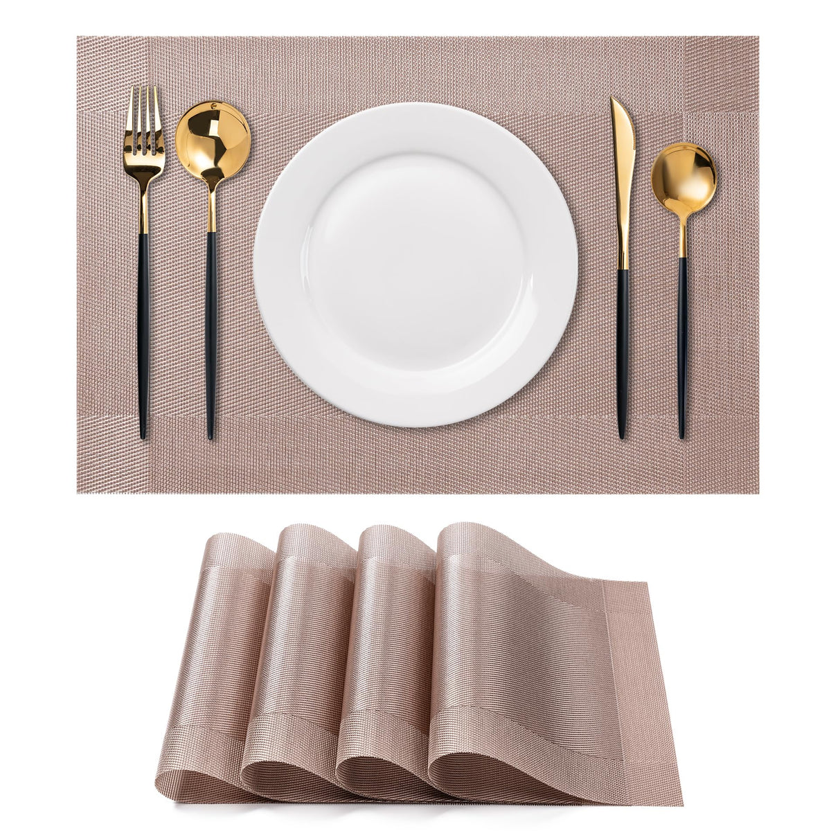 Placemats Set of 4 Washable Indoor(Beige)