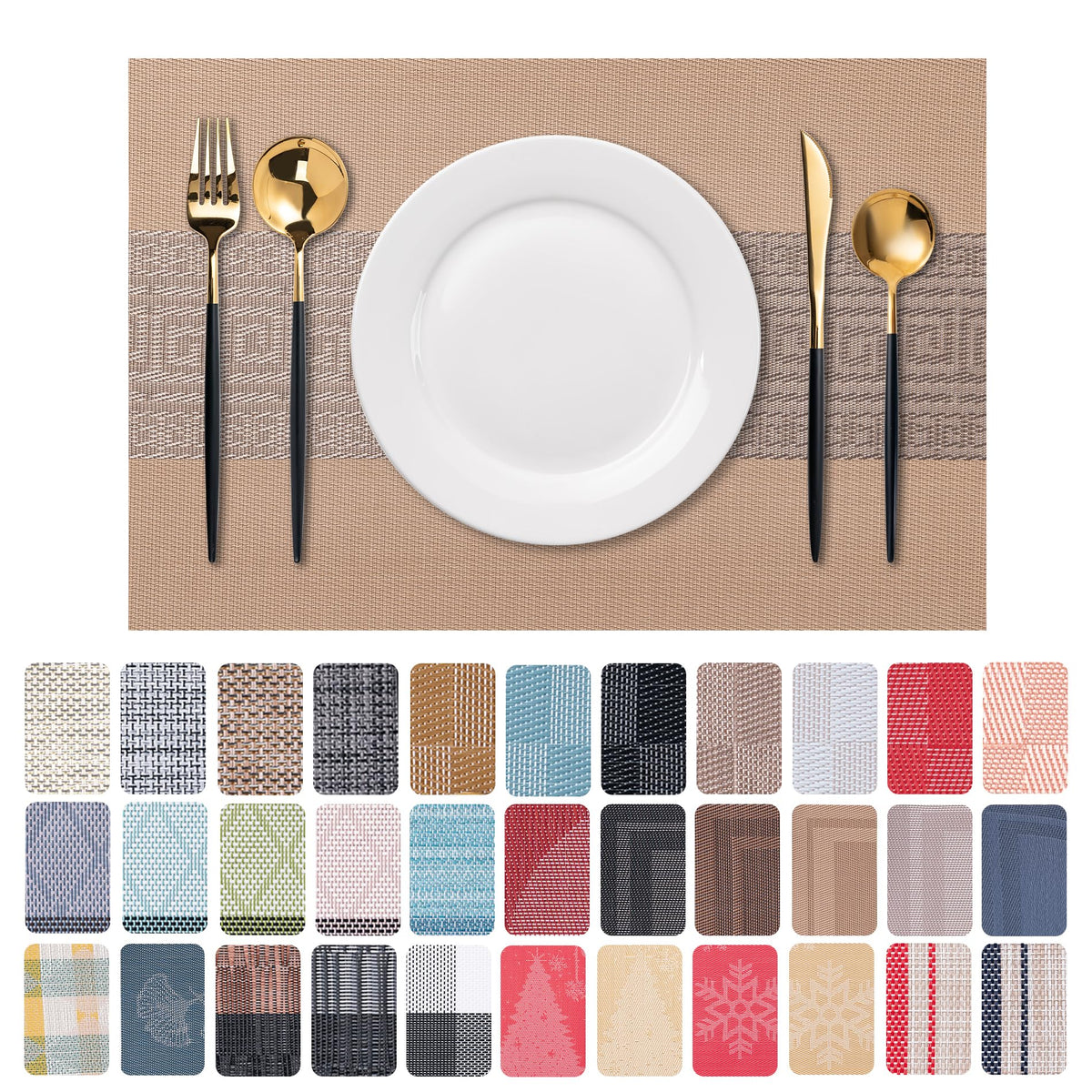 Placemats Set of 4 Washable Indoor(Beige)