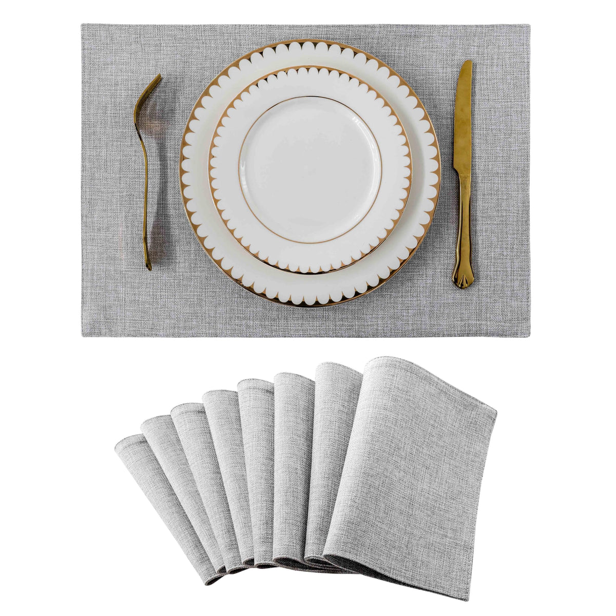 Home Brilliant Linen Placemats Set of 4 Heat Resistant Dining Table Cloth Place Mats Kitchen Table Mats Placemats Table Decor, Natural Linen