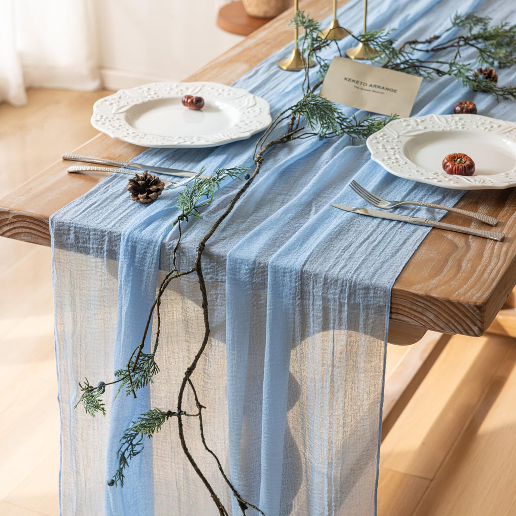 Sage Green Cheesecloth Table Runner 120 Inches Fall Party Home Decorations