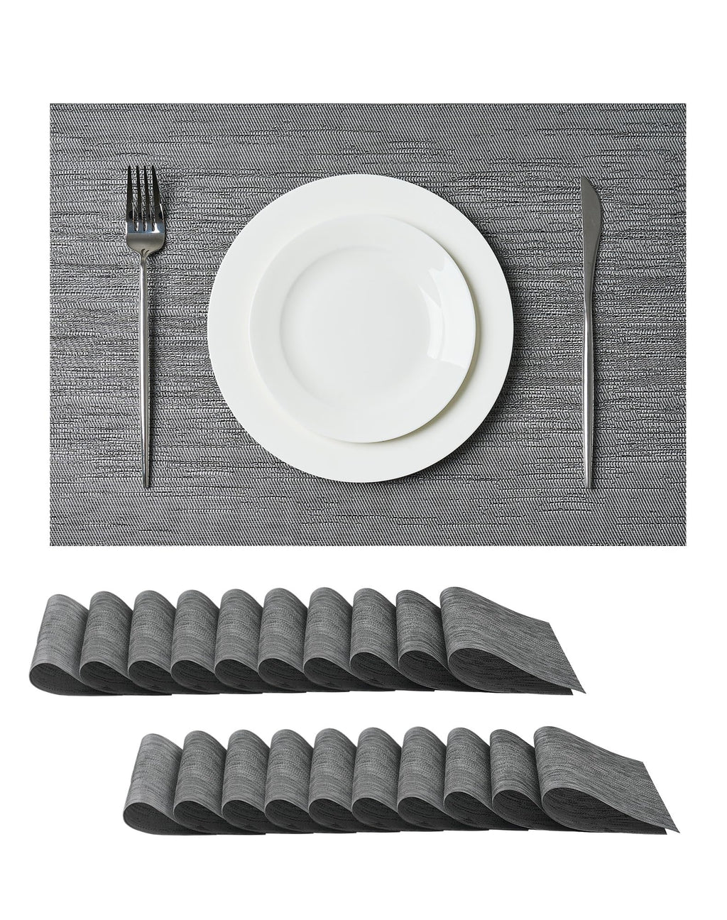 Leetaltree Light Brown Placemats Set of 8 - Heat Resistant Woven Vinyl