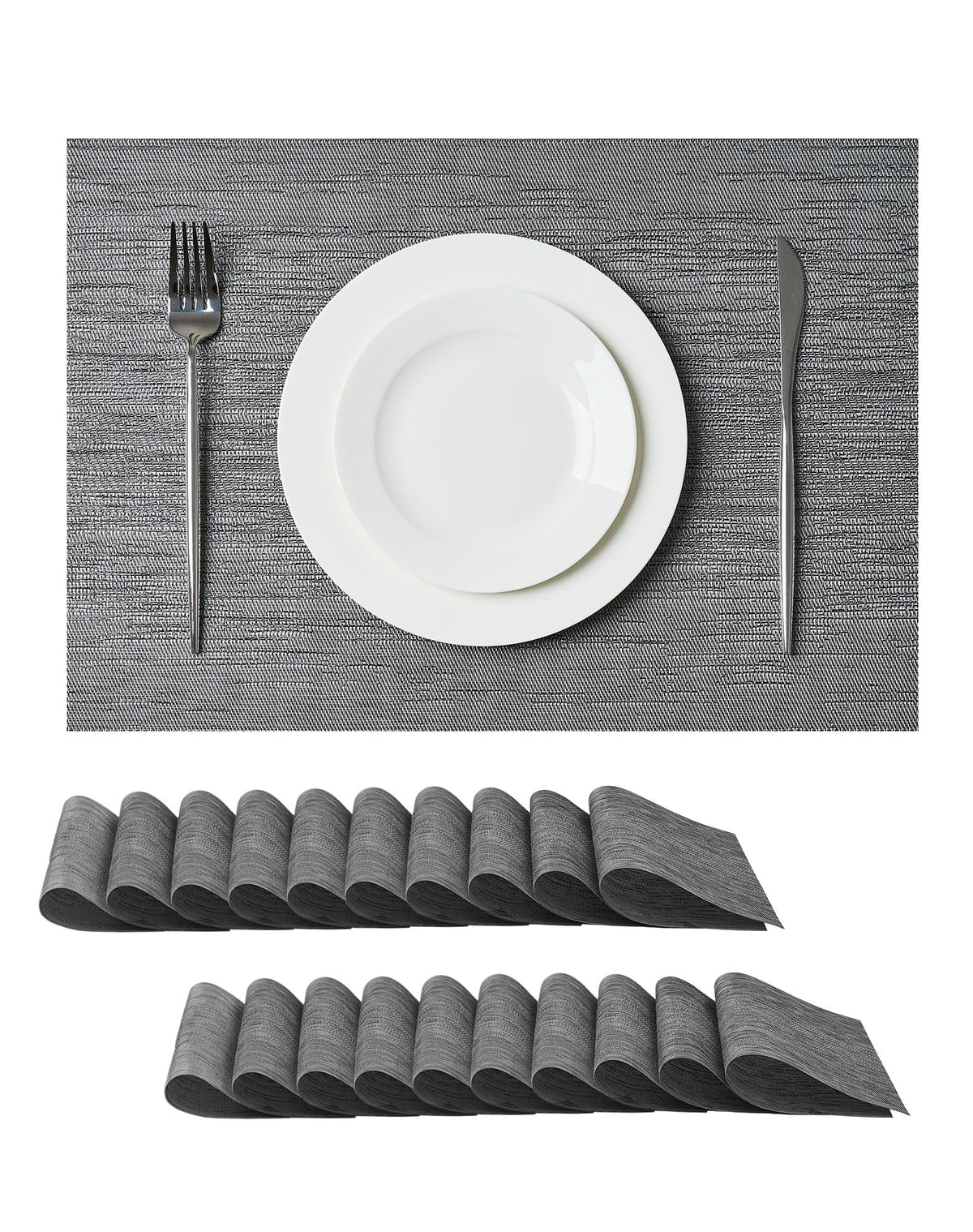 Leetaltree Light Brown Placemats Set of 8 - Heat Resistant Woven Vinyl