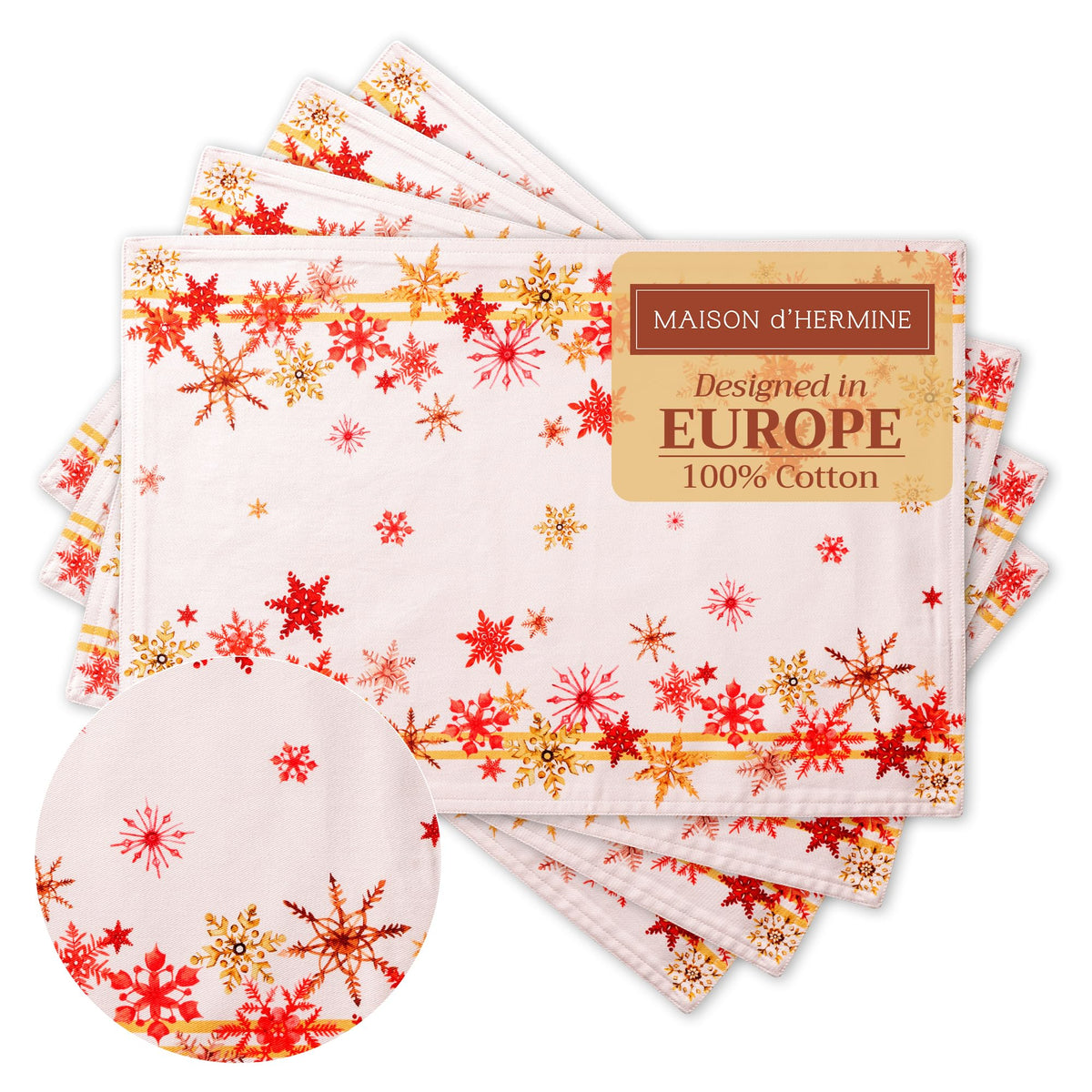 Maison d' Hermine Placemats Set of 4 Reusable 100% Cotton (13"x19")