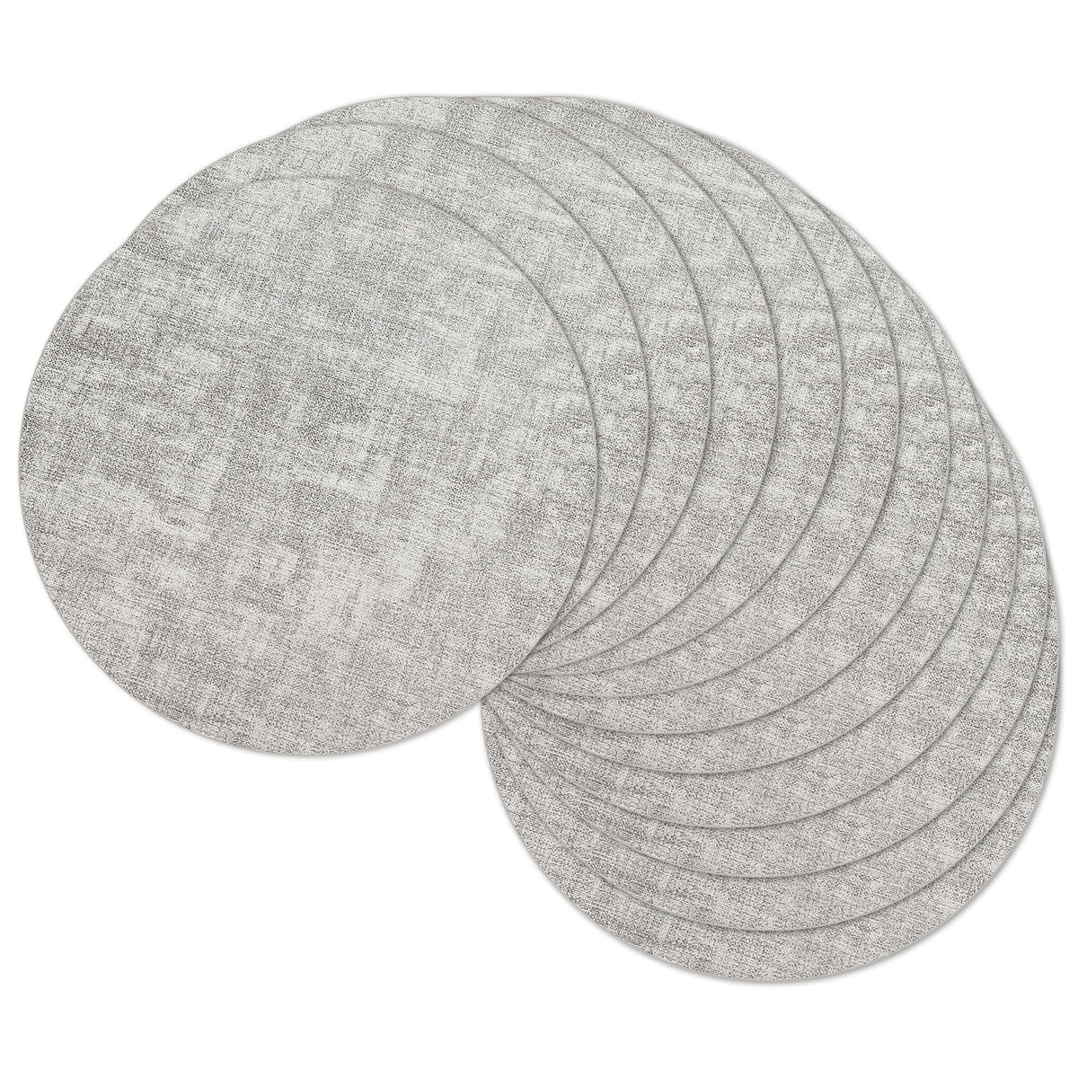 13" Round Placemats Set of 6, Reversible Faux Leather Wipeable Table Mats
