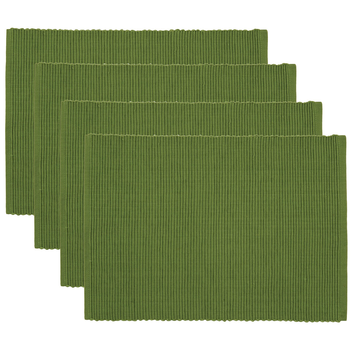 Now Designs Spectrum Placemats Thick Ribbed Cotton, Fir Green, 19x13 inches, Set of 4
