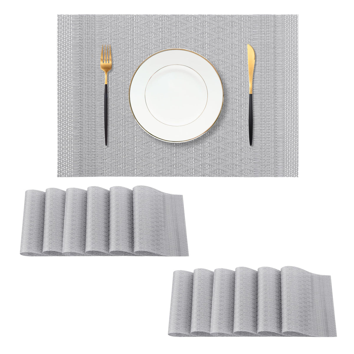 Leetaltree Light Brown Placemats Set of 8 - Heat Resistant Woven Vinyl