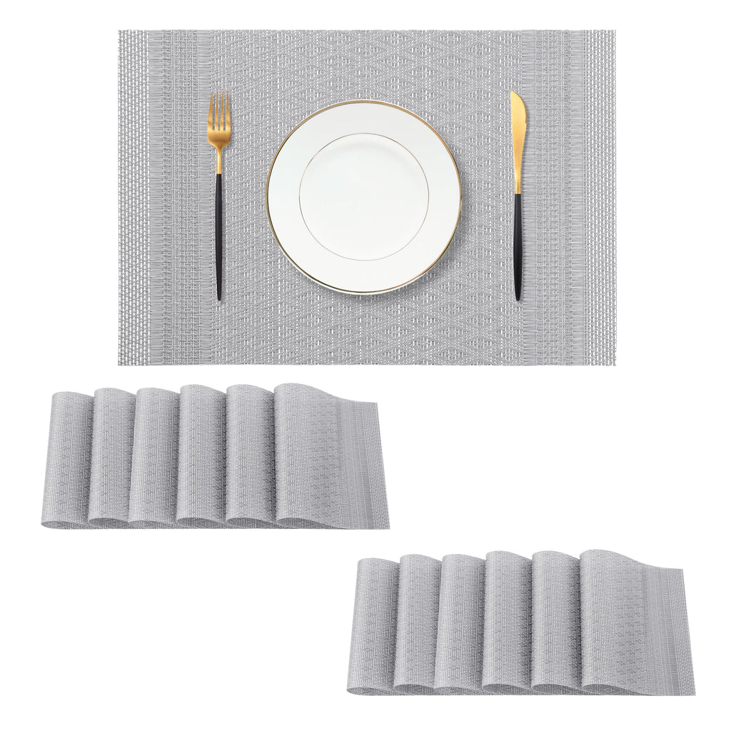 Leetaltree Beige Placemats Set of 4 - Heat-Resistant, Non-Slip Table Mats, Washable Woven Vinyl for Indoor & Outdoor Dining