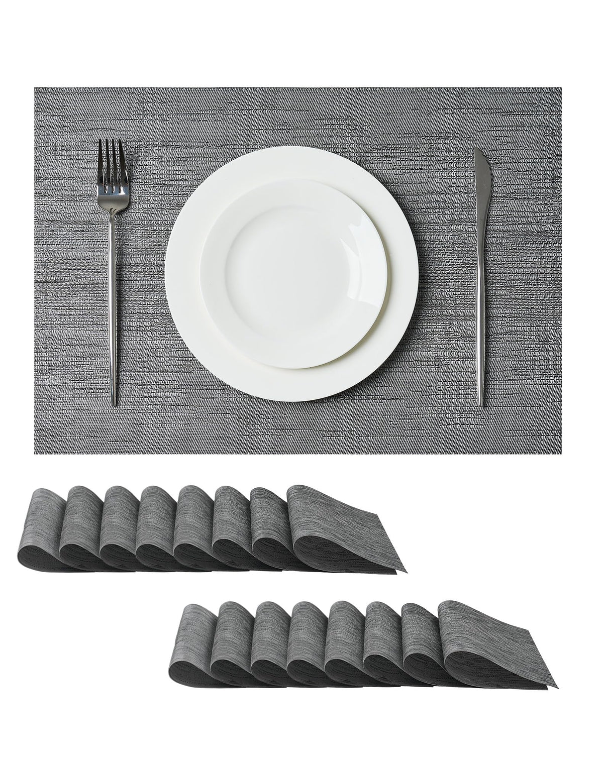 Leetaltree Light Brown Placemats Set of 8 - Heat Resistant Woven Vinyl