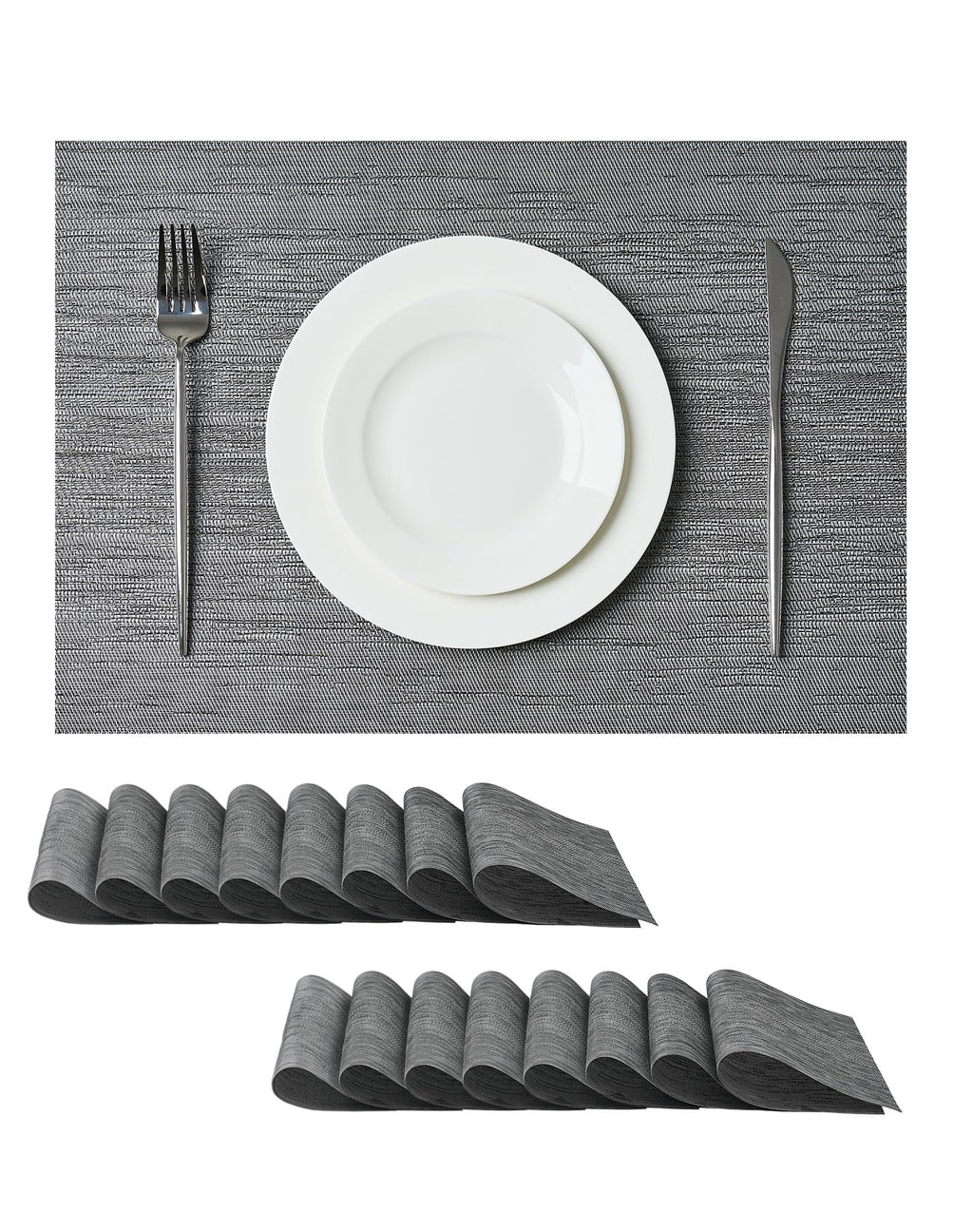 Leetaltree Bean Green Woven Placemats Set of 8 - Heat Resistant Non-Slip Place Mats for Dining Table, Washable Durable PVC Table Mats(Bean Green, 8)