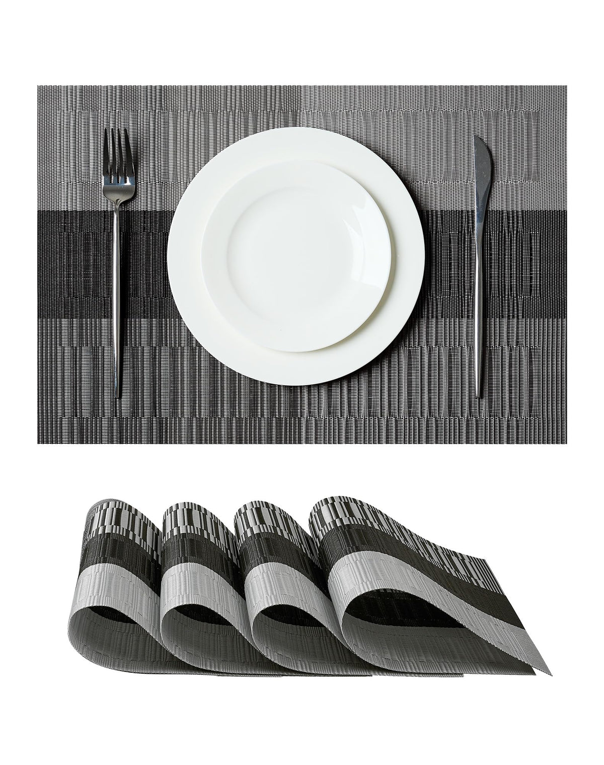 Leetaltree Light Brown Placemats Set of 8 - Heat Resistant Woven Vinyl