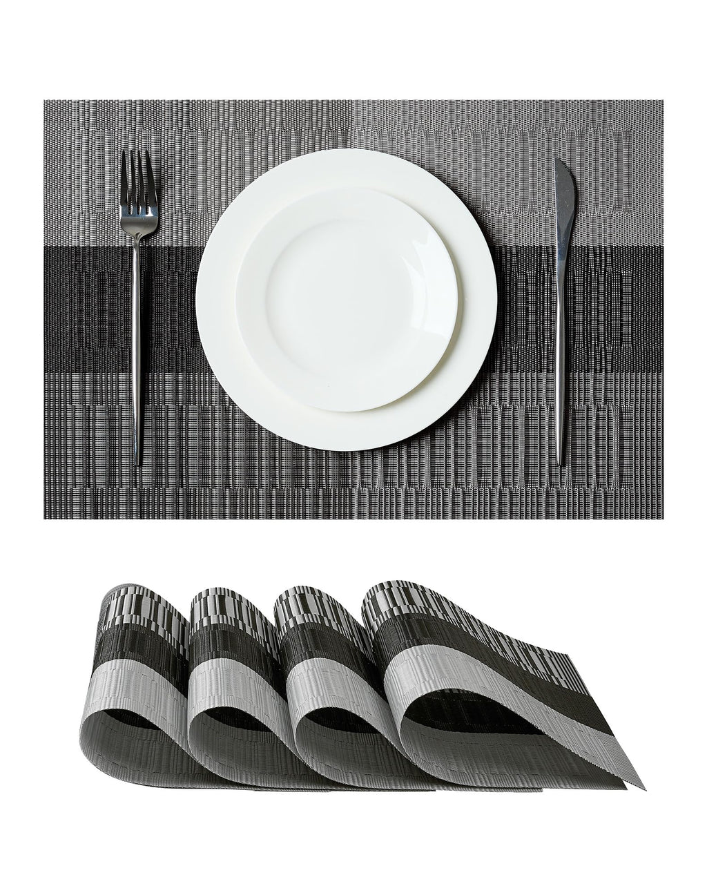 Leetaltree Bean Green Woven Placemats Set of 8 - Heat Resistant Non-Slip Place Mats for Dining Table, Washable Durable PVC Table Mats(Bean Green, 8)